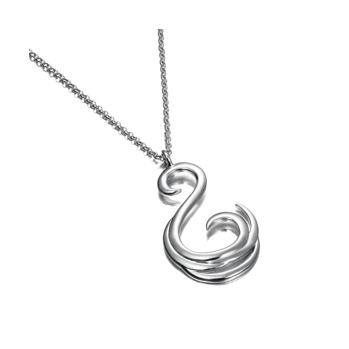 Colgante en forma de S de plata de ley 925