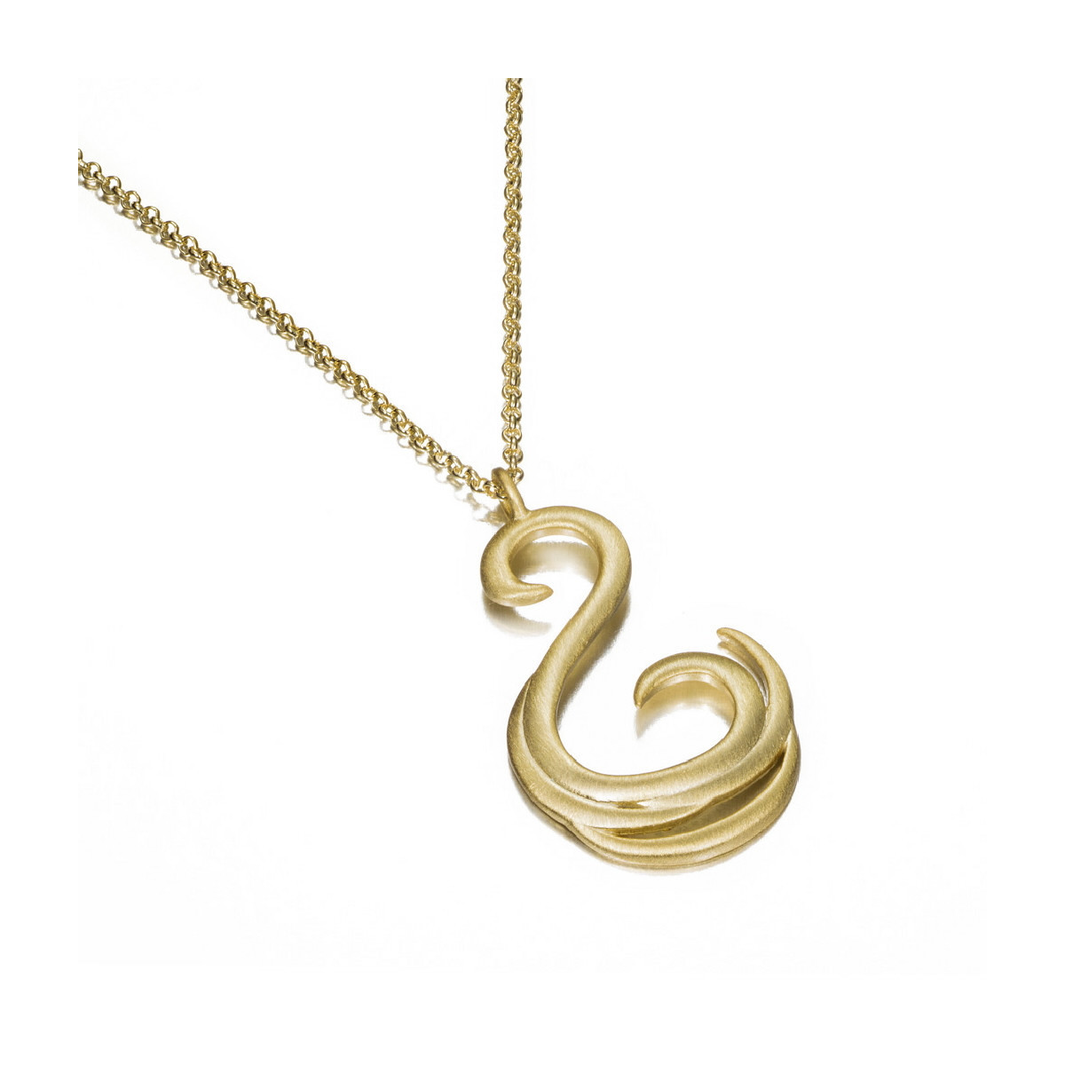 S-shaped pendant in sterling silver with 18k gold vermeil