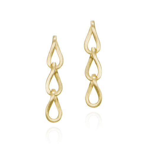 Long drop earrings in sterling silver with 18k gold vermeil
