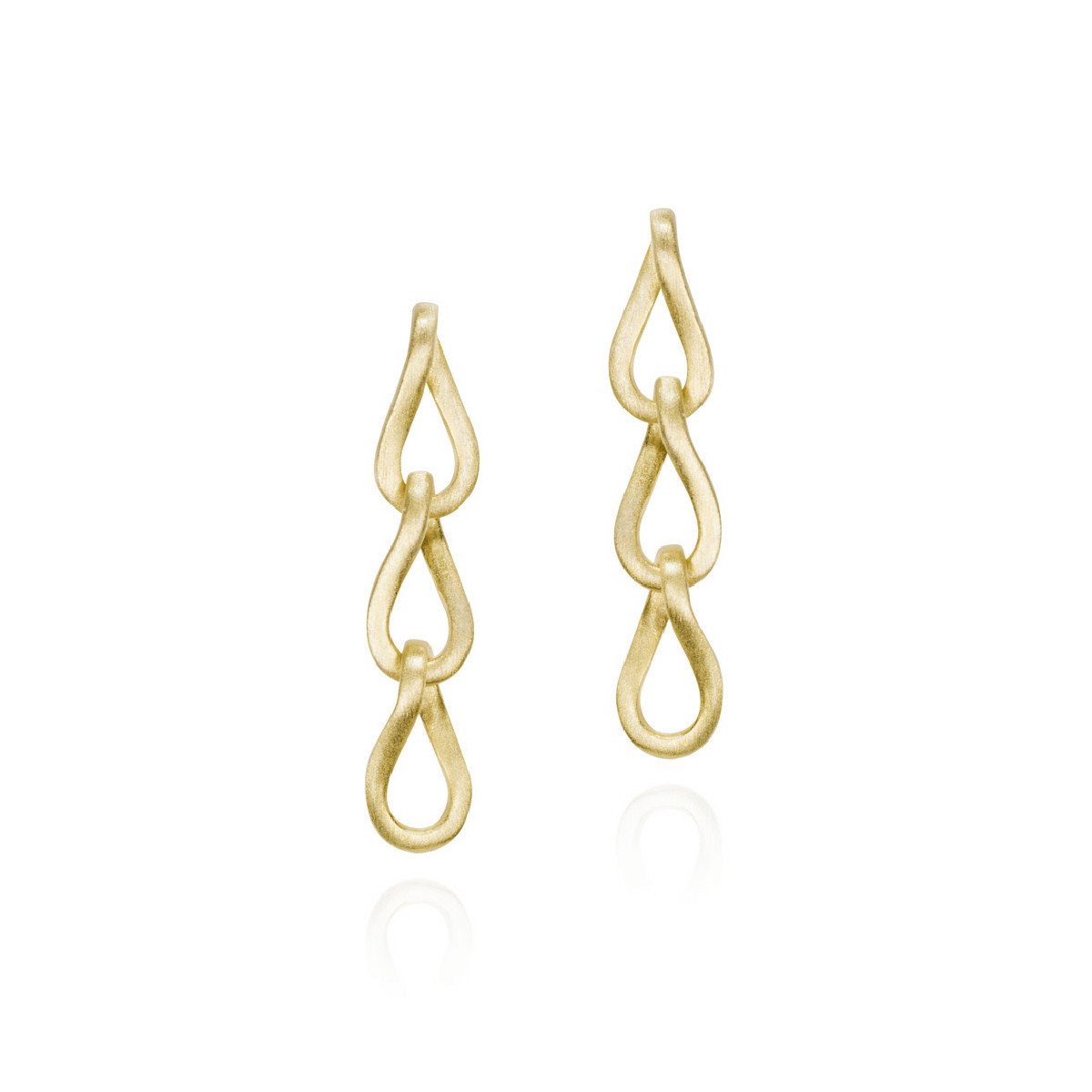 Long drop earrings in sterling silver with 18k gold vermeil