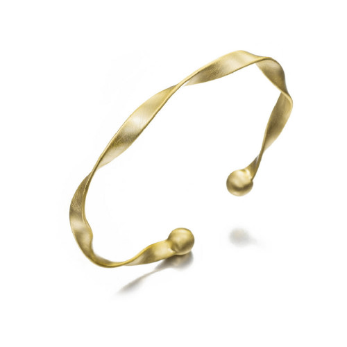 Brazalete espiral de plata con baño de oro 18k