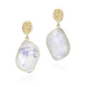 Pendientes con espectrolita y detalle orgánico en plata de ley con baño de oro de 18k