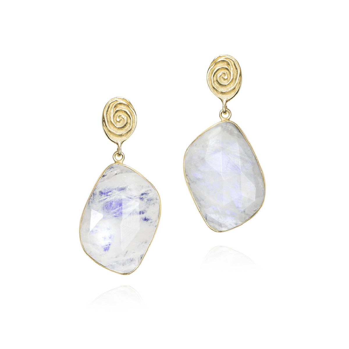 Earrings with spectrolite and organic detail in sterling silver with 18k gold vermeil