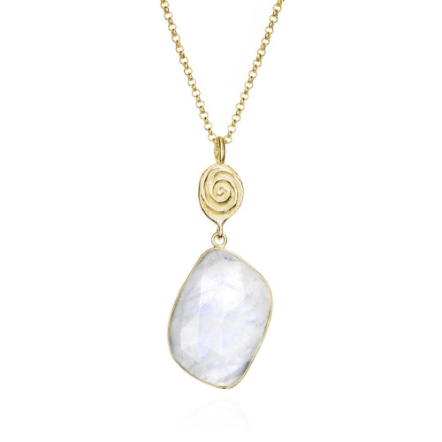 Colgante con espectrolita en plata de ley con baño de oro de 18k