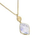 Colgante con espectrolita y detalle orgánico en plata de ley con baño de oro de 18k