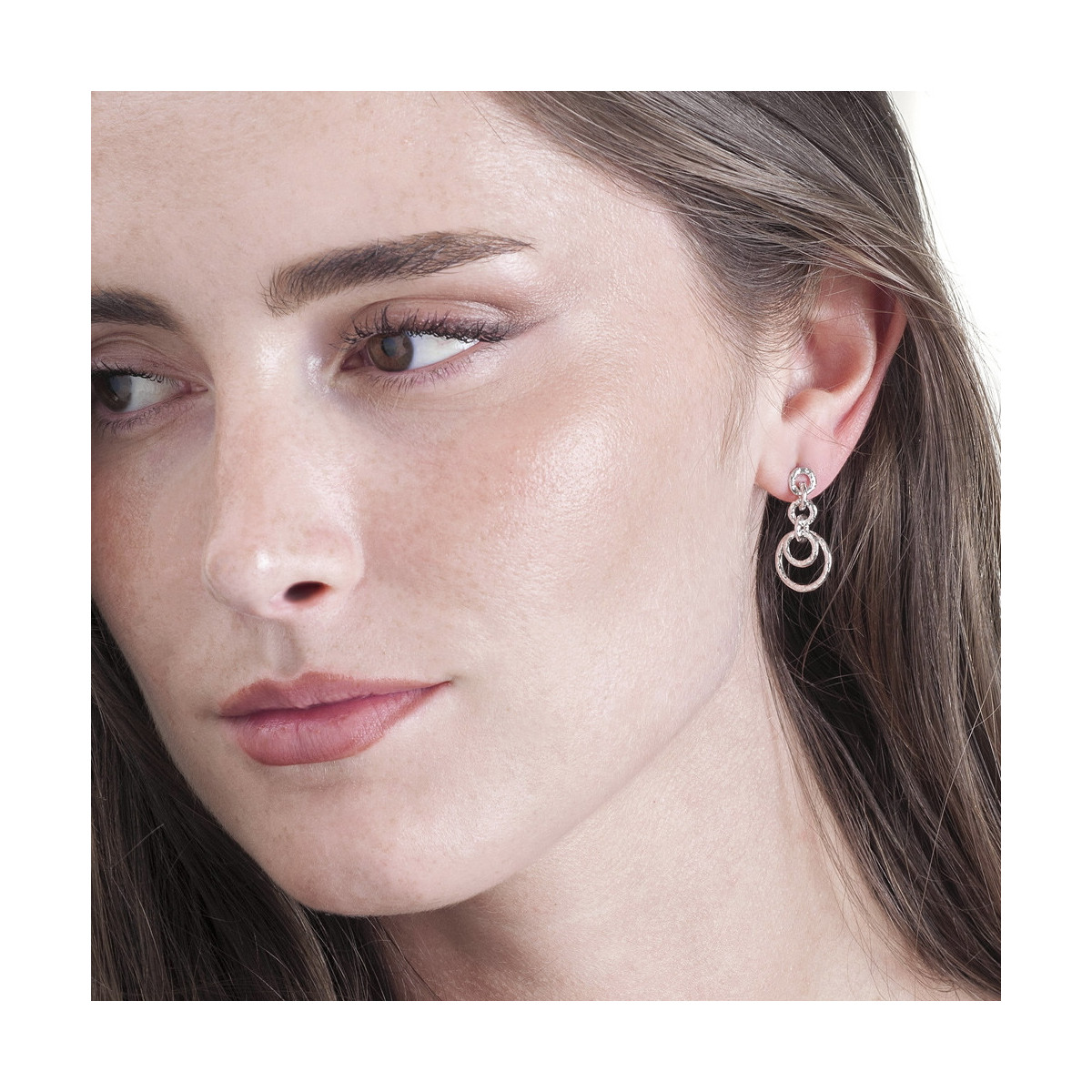 Interlocking Rings Earrings in Sterling Silver 925