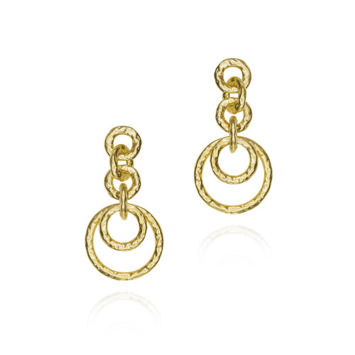 Earrings with interlinked hoops in sterling silver with 18k gold vermeil