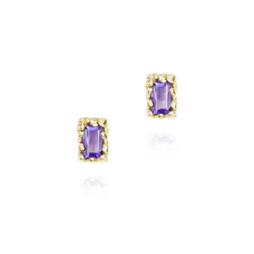 Pendientes con amatista en plata de ley con baño de oro de 18k