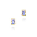 Pendientes con iolita rectangular en plata de ley con baño de oro de 18k