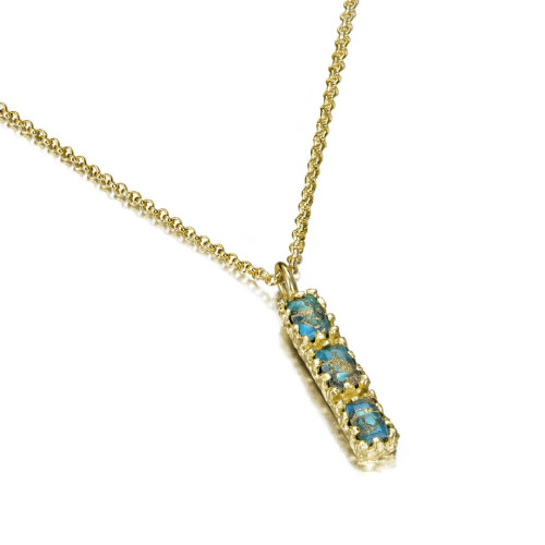 Pendant with turquoises in sterling silver with 18k gold vermeil
