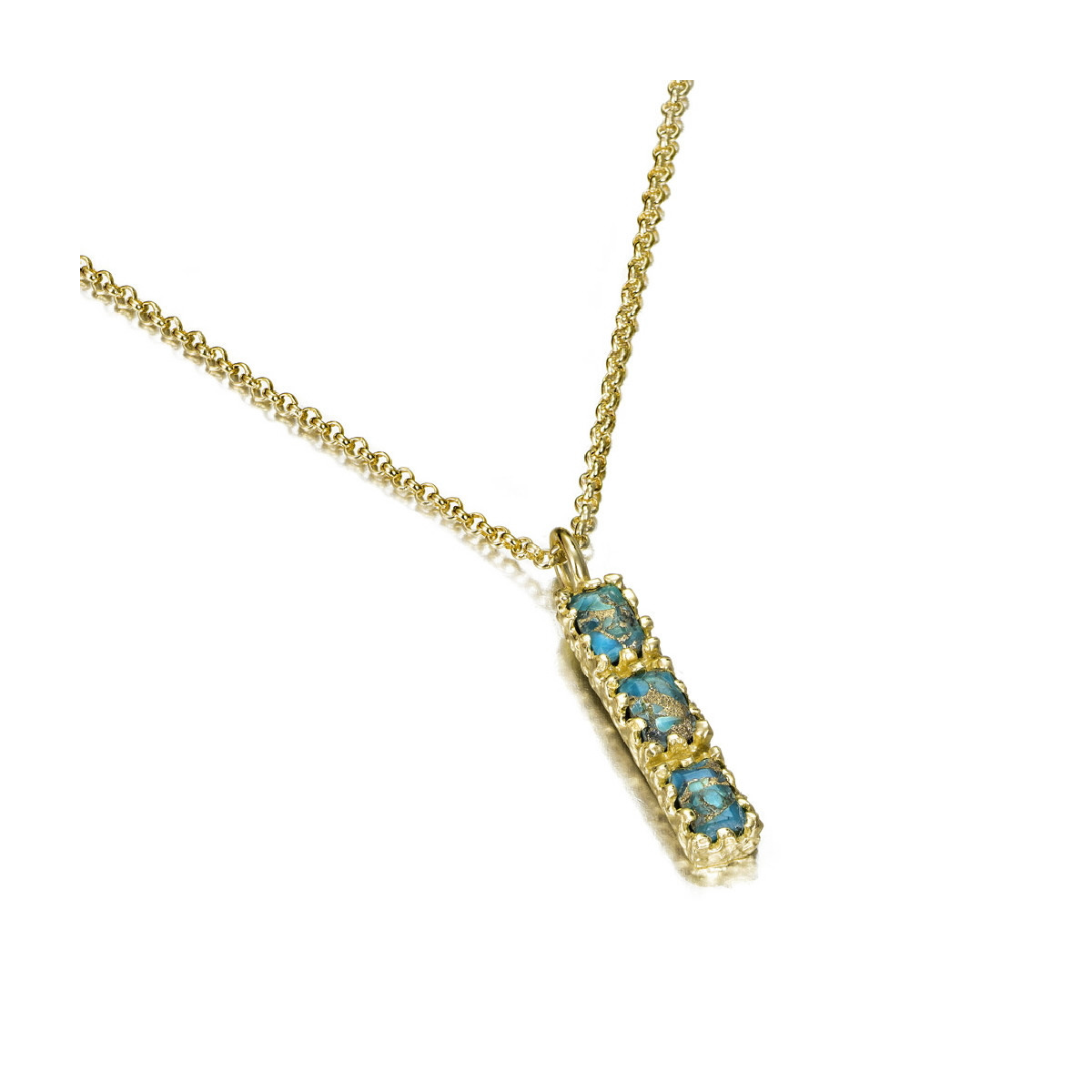 Pendant with turquoises in sterling silver with 18k gold vermeil