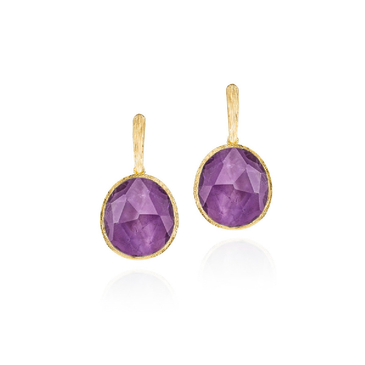 Earrings with faceted amethyst in sterling silver with 18k gold vermeil