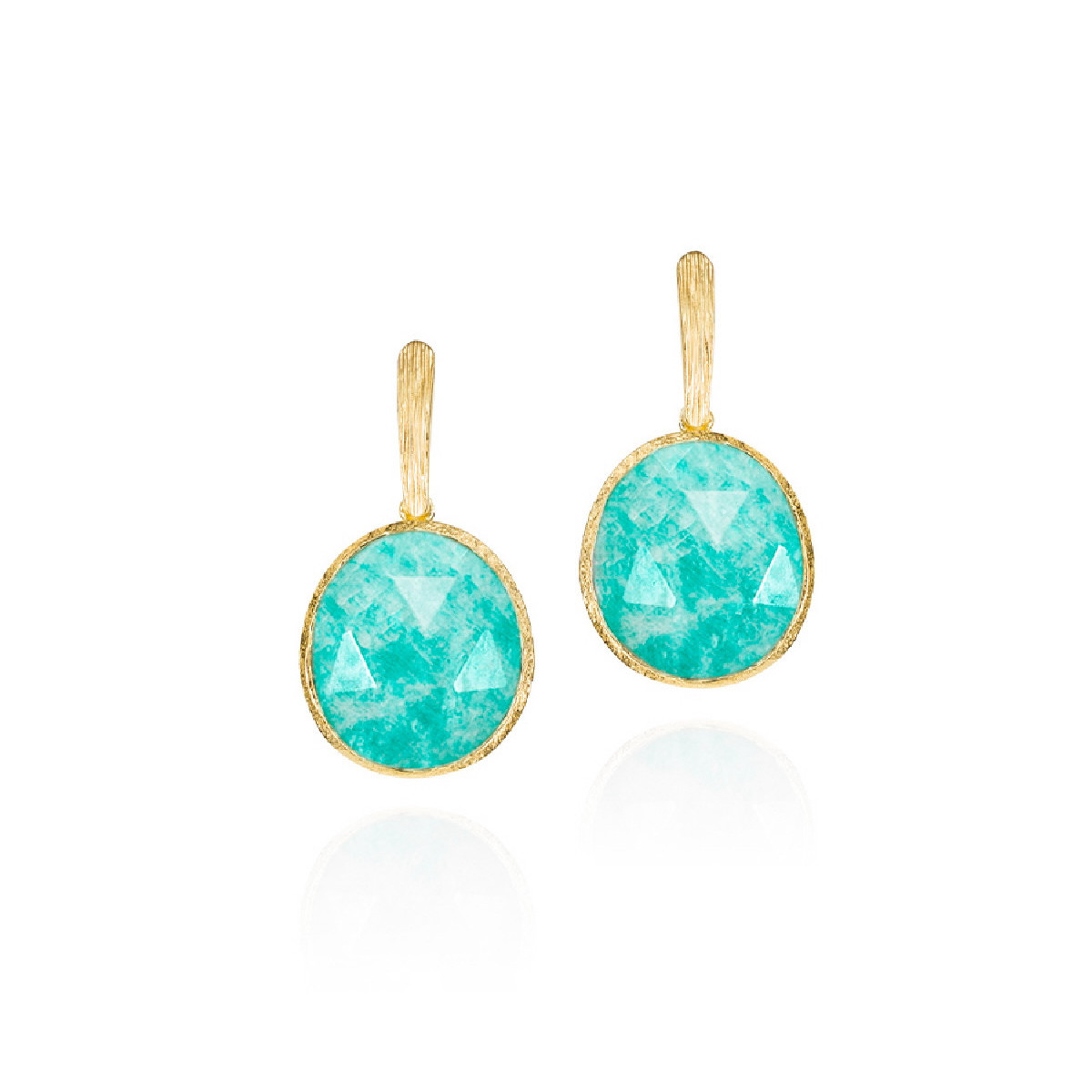 Earrings with faceted amazonite in sterling silver with 18k gold vermeil