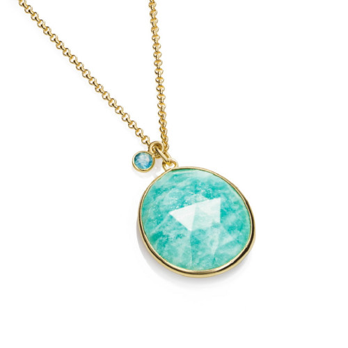 Pendant with faceted amazonite and apatite detail in sterling silver with 18k gold vermeil