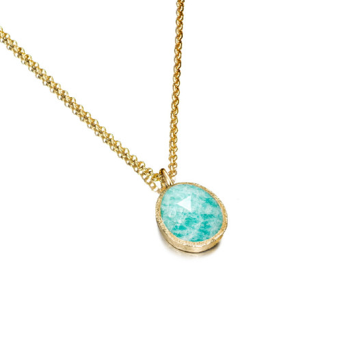 Small pendant with faceted amazonite in sterling silver with 18k gold vermeil
