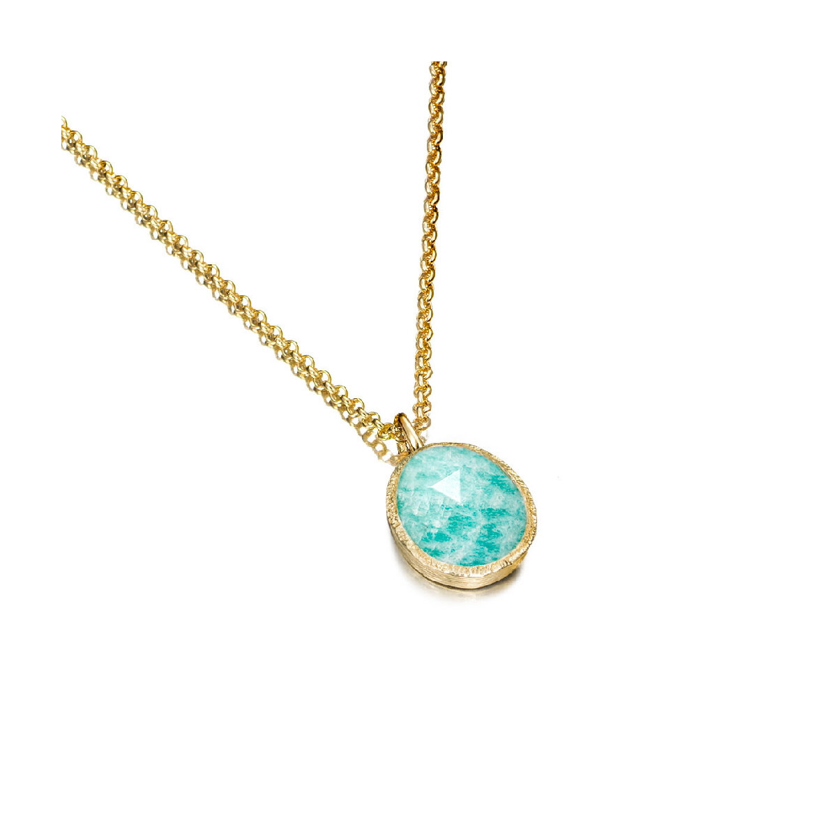 Small pendant with faceted amazonite in sterling silver with 18k gold vermeil