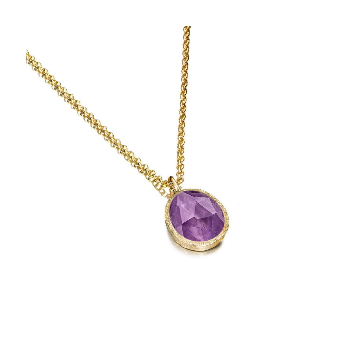 Small pendant with faceted amethyst in sterling silver with 18k gold vermeil