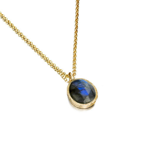 Small pendant with faceted labradorite in sterling silver with 18k gold vermeil