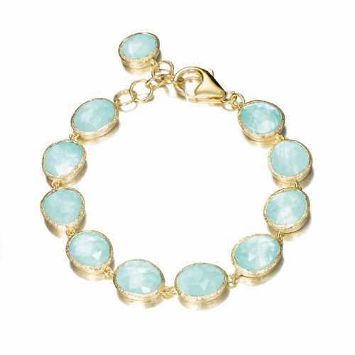 Pulsera con amazonita de plata con baño de oro 18k