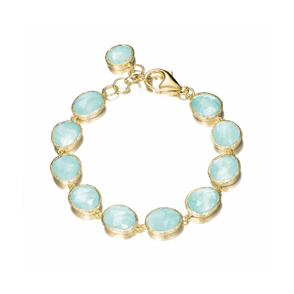 Pulsera con amazonita de plata con baño de oro 18k