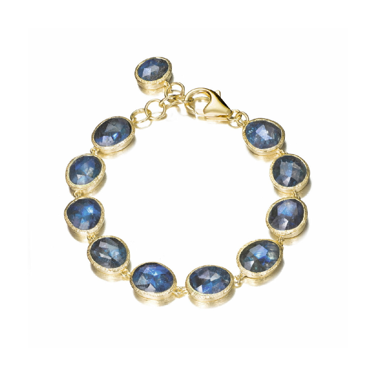 Pulsera con labradorita de plata con baño de oro 18k