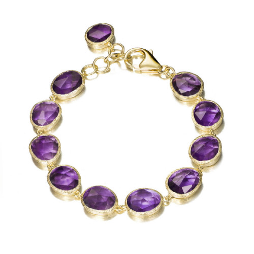 Bracelet with amethyst in sterling silver with 18k gold vermeil
