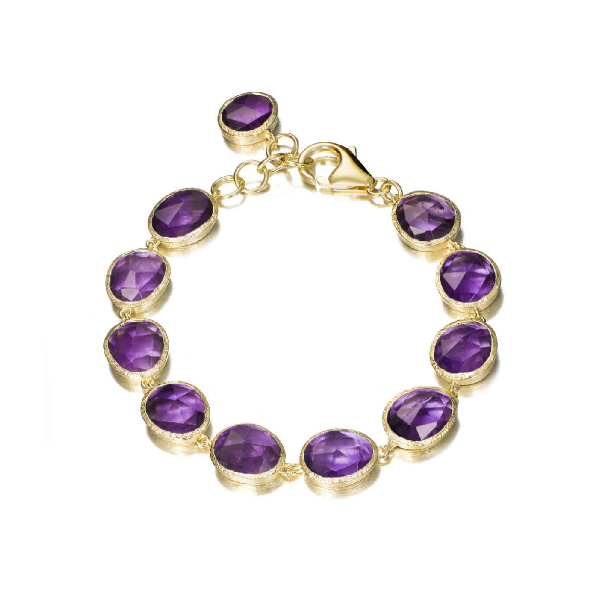 Bracelet with amethyst in sterling silver with 18k gold vermeil