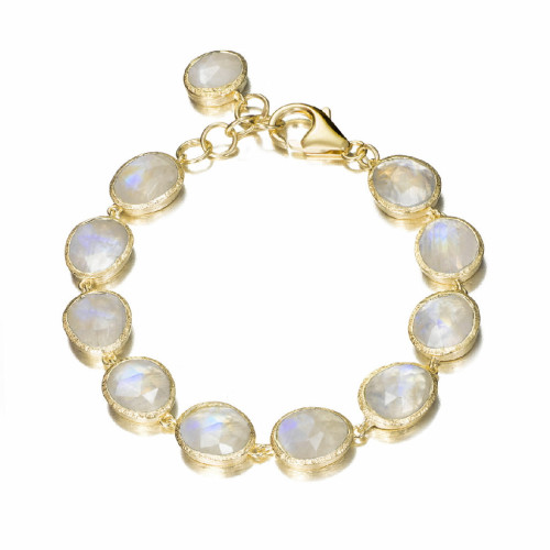 Pulsera con espectrolita de plata con baño de oro 18k