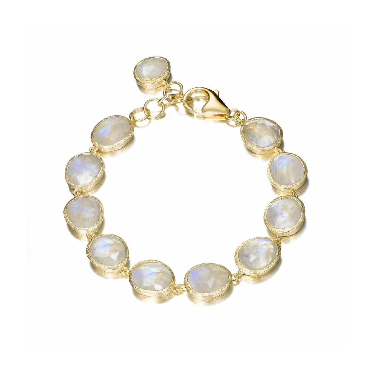 Bracelet with rainbow moonstone in sterling silver with 18k gold vermeil