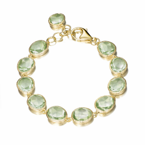 Green Amethyst Bracelet in Sterling Silver with 18k Gold Vermeil