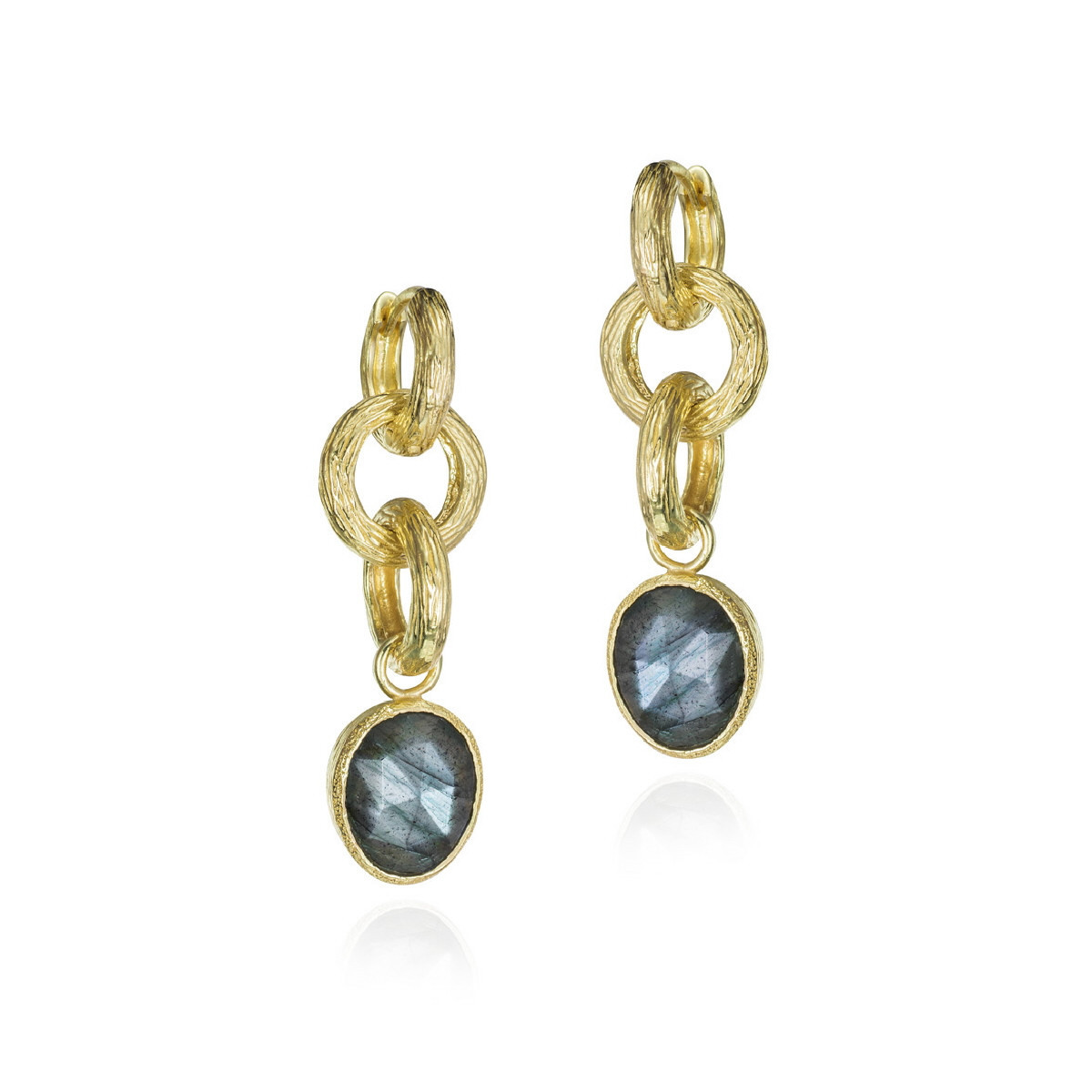 Long earrings with labradorite in sterling silver with 18k gold vermeil