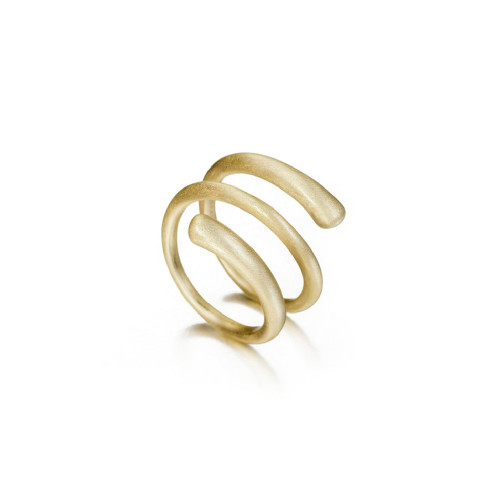 Anillo espiral orgánico de plata con baño de oro 18k mate
