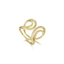 Anillo doble curvo orgánico de plata con baño de oro 18k