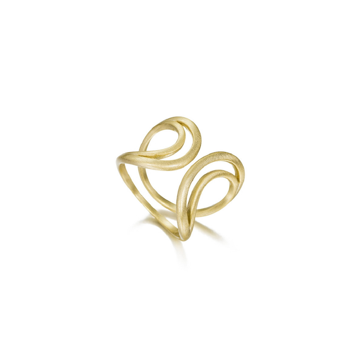 Curved organic double ring in sterling silver with 18k gold vermeil