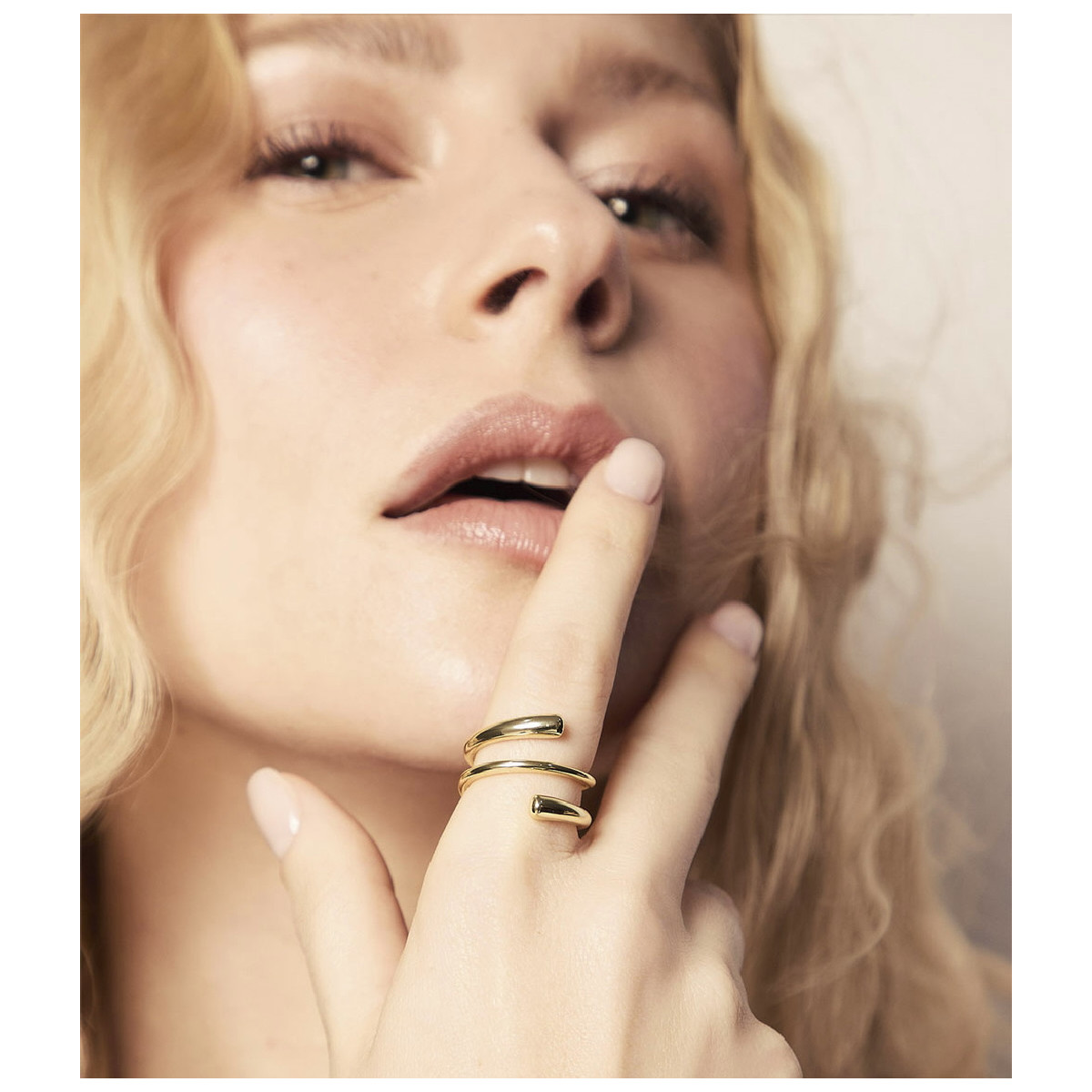 Organic spiral ring in sterling silver with 18k gold vermeil