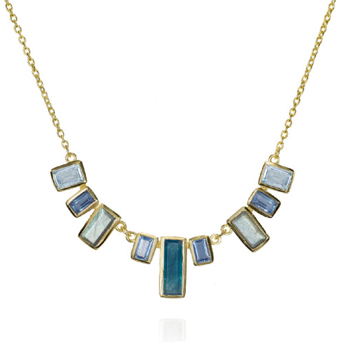 Multicolor skyline necklace in sterling silver with 18k gold vermeil
