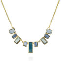 Collar skyline multicolor de plata de ley con baño de oro 18k