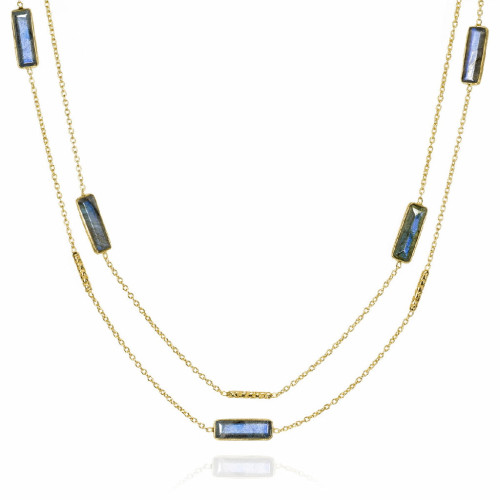 Long necklace with labradorite in sterling silver with 18k gold vermeil