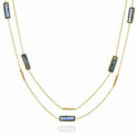 Collar largo con labradorita de plata de ley con baño de oro 18k
