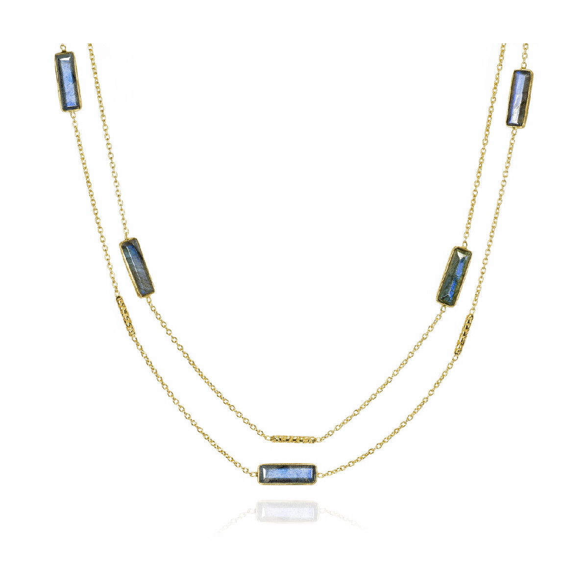 Long necklace with labradorite in sterling silver with 18k gold vermeil