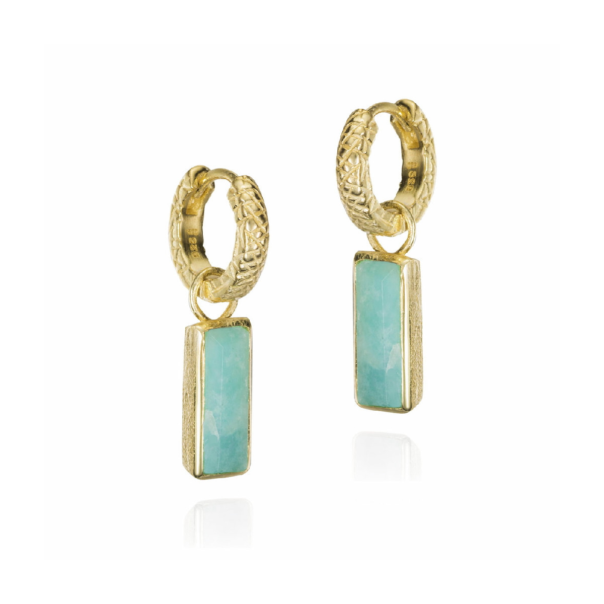 Hoop earrings with amazonite in sterling silver with 18k gold vermeil