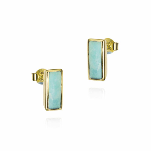 Pendientes de amazonita de plata de ley con baño de oro 18k