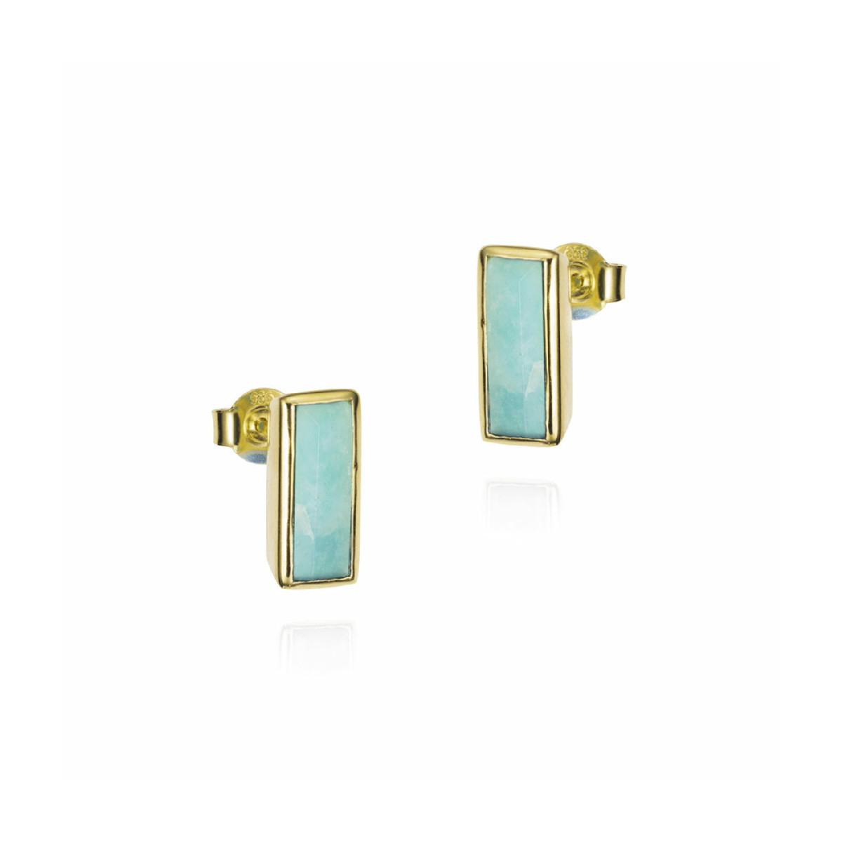 Stud earrings with amazonite in sterling silver with 18k gold vermeil