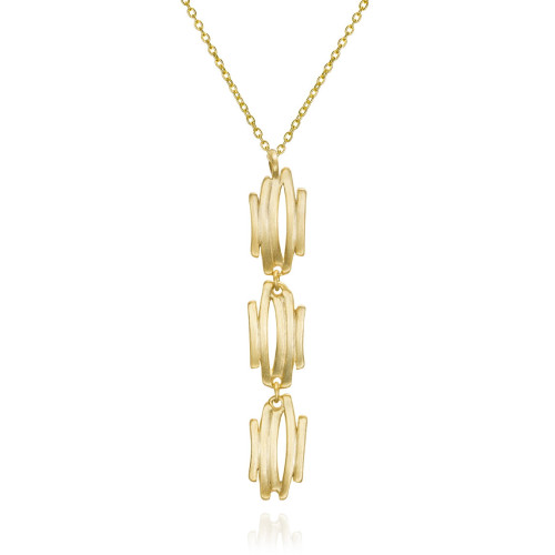 Long irregular motif pendant in sterling silver with 18k gold vermeil