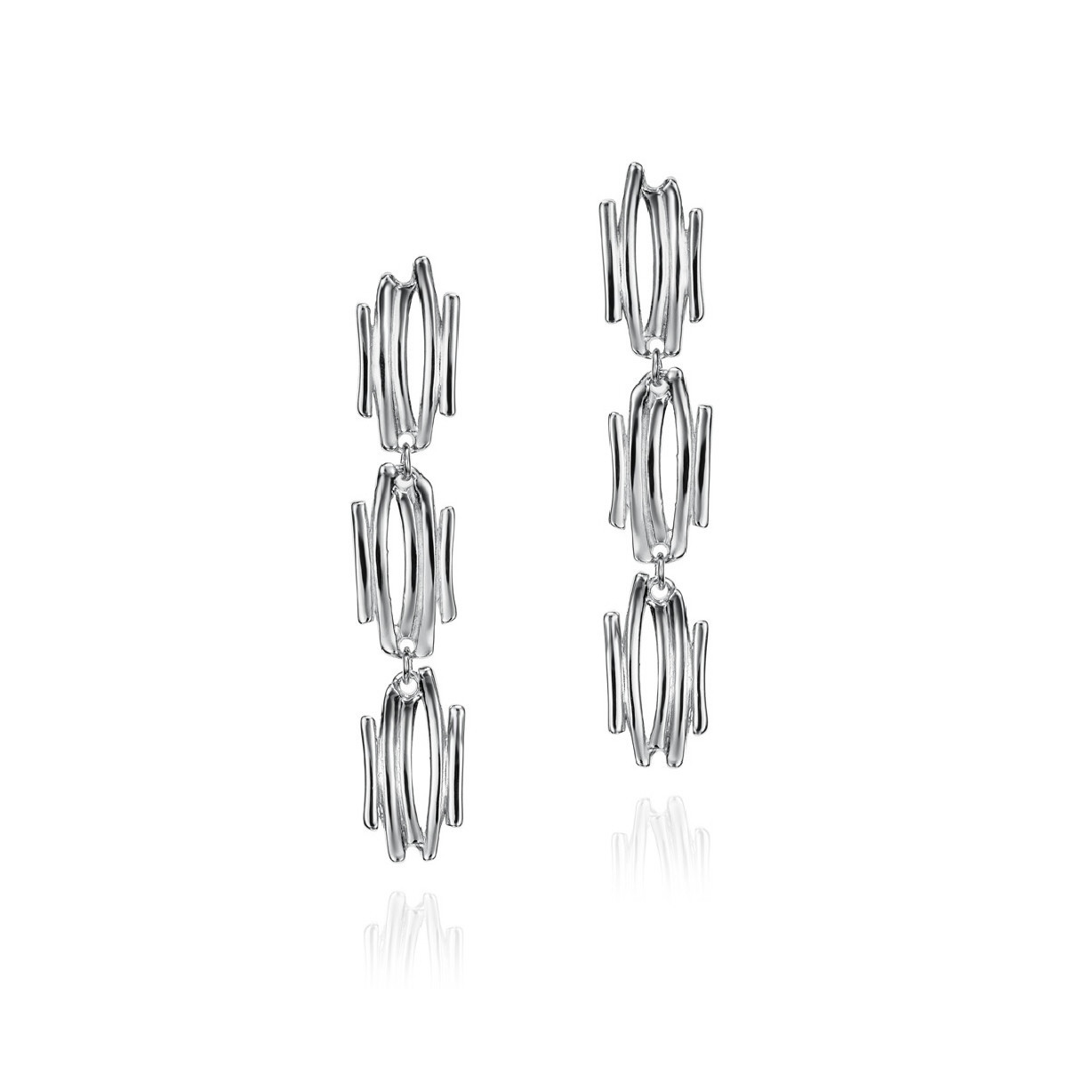 Pendientes largos de motivo irregular de plata de ley 925