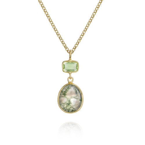 Moss agate pendant in 18k gold vermeil sterling silver