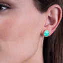 Stud earrings with faceted amazonite in sterling silver with 18k gold vermeil