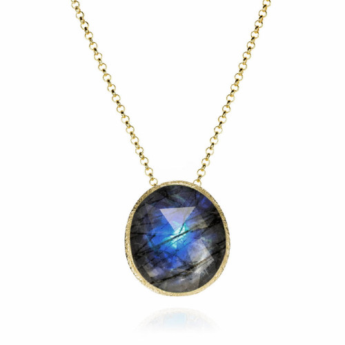 Pendant with faceted labradorite in sterling silver with 18k gold vermeil