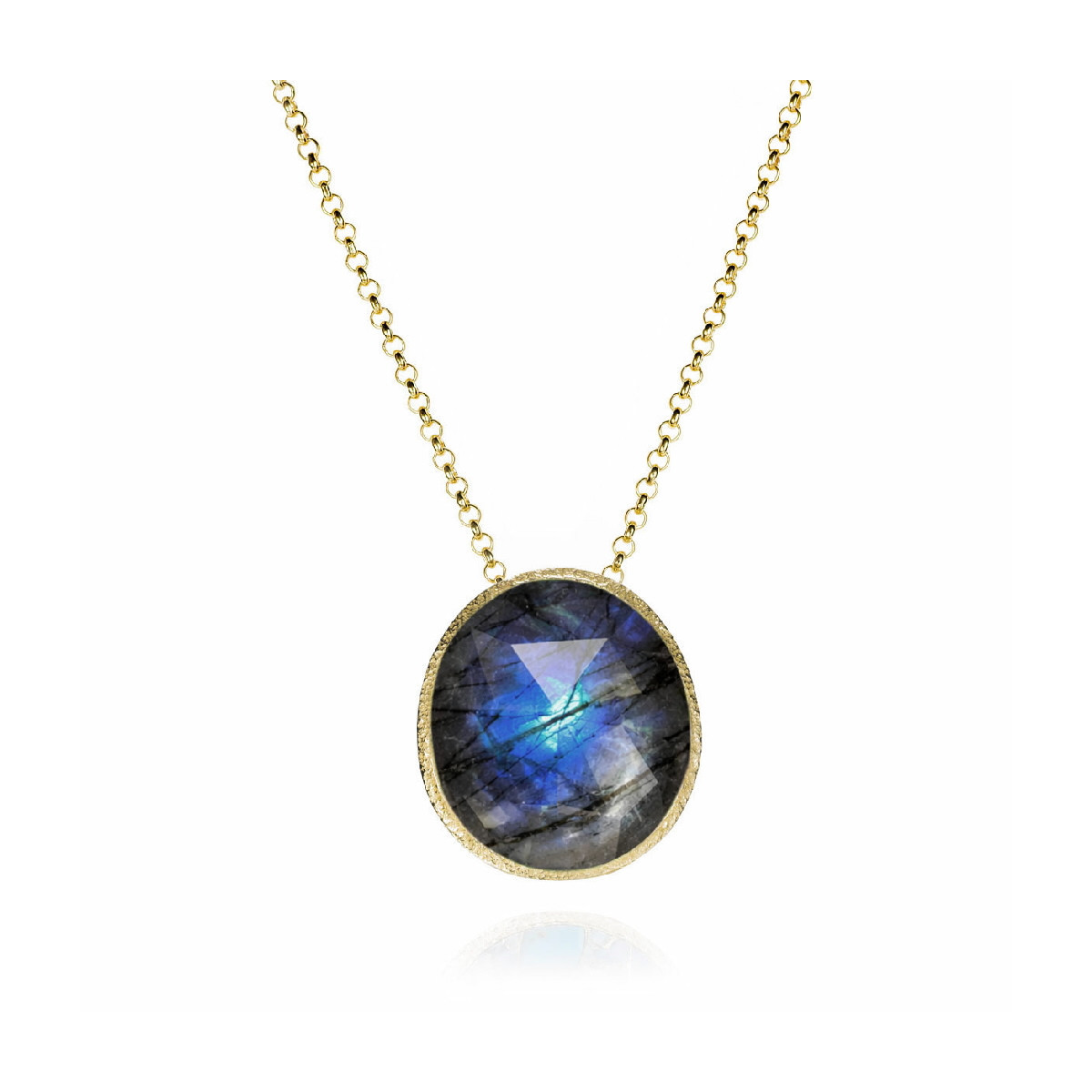 Pendant with faceted labradorite in sterling silver with 18k gold vermeil