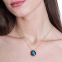 Colgante con labradorita en plata con baño de oro 18k